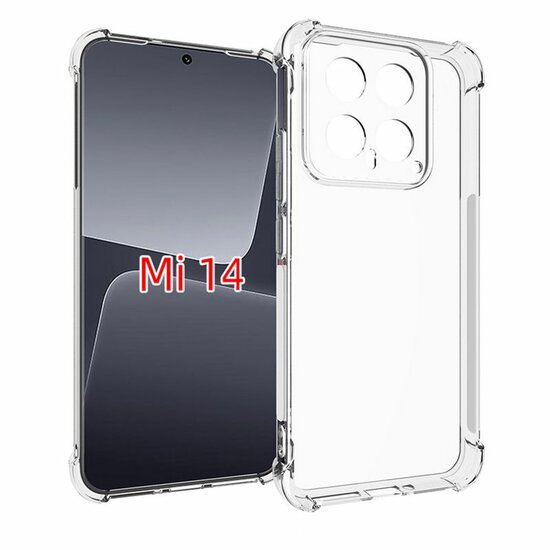 Xiaomi 14 Hoesje - MobyDefend Transparante Shockproof TPU Backcover - Verstevigde Hoeken - Volledig Doorzichtig