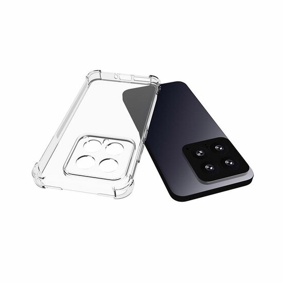 Xiaomi 14 Hoesje, MobyDefend Transparante Shockproof TPU Gelcase, Verstevigde Hoeken, Volledig Doorzichtig