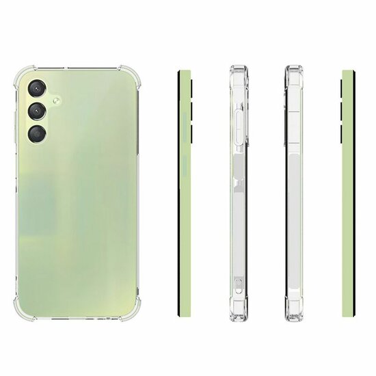 Samsung Galaxy A15 Hoesje, MobyDefend Transparante Shockproof TPU Gelcase, Verstevigde Hoeken, Volledig Doorzichtig
