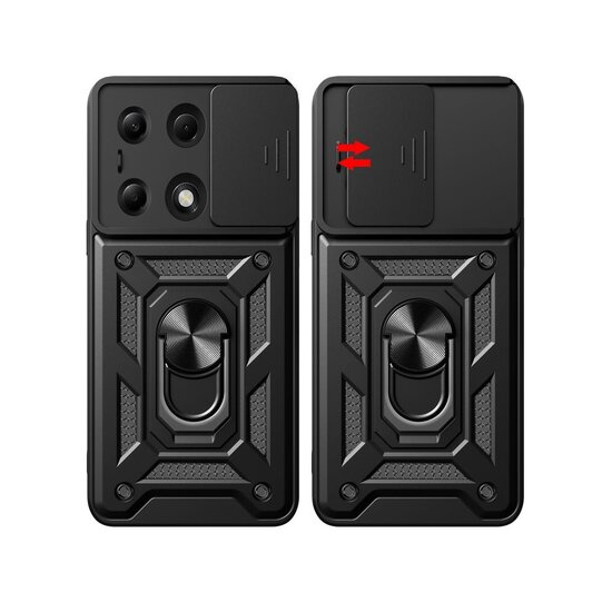 Xiaomi Redmi Note 13 Pro 4G Hoesje - MobyDefend Pantsercase Met Draaibare Ring - Ros&eacute;