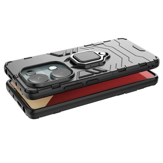 Xiaomi Redmi Note 13 Pro 4G Hoesje - MobyDefend Dubbelgelaagde Pantsercase Met Standaard - Zwart
