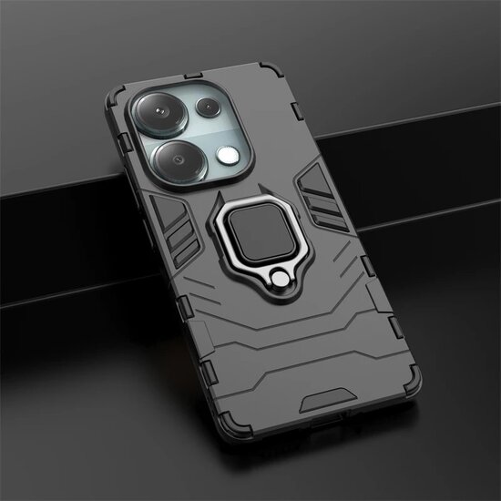 Xiaomi Redmi Note 13 Pro 4G Hoesje - MobyDefend Dubbelgelaagde Pantsercase Met Standaard - Zwart