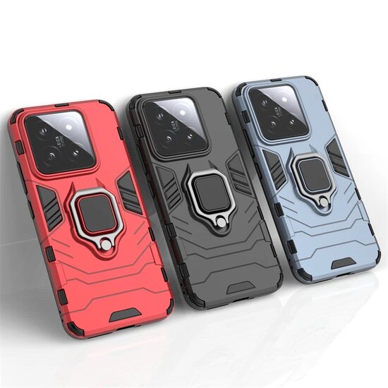 Xiaomi 14 Hoesje - MobyDefend Dubbelgelaagde Pantsercase Met Standaard - Rood