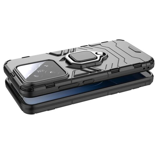 Xiaomi 14 Hoesje - MobyDefend Dubbelgelaagde Pantsercase Met Standaard - Rood