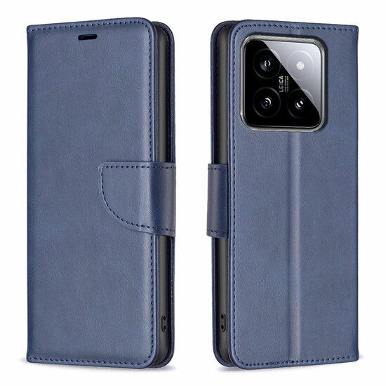 Xiaomi 14 Hoesje - MobyDefend Wallet Book Case Met Koord - Blauw