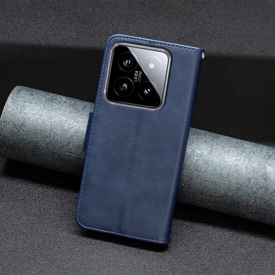 Xiaomi 14 Hoesje - MobyDefend Wallet Book Case Met Koord - Blauw