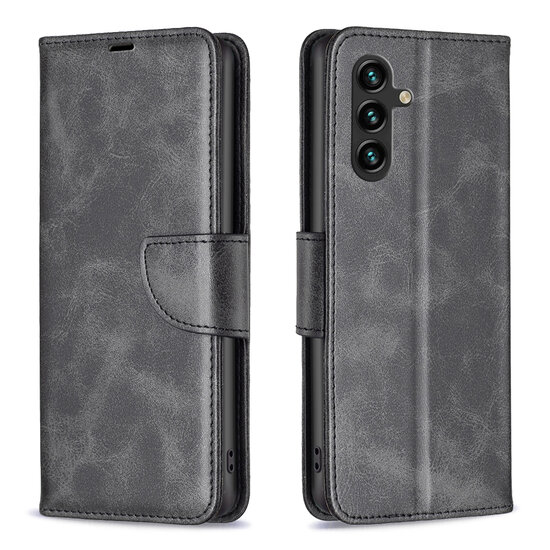 Samsung Galaxy A15 Hoesje - MobyDefend Wallet Book Case Met Koord - Zwart