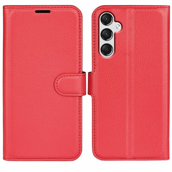 Samsung Galaxy A15 Hoesje, MobyDefend Kunstleren Wallet Book Case (Sluiting Voorkant), Rood