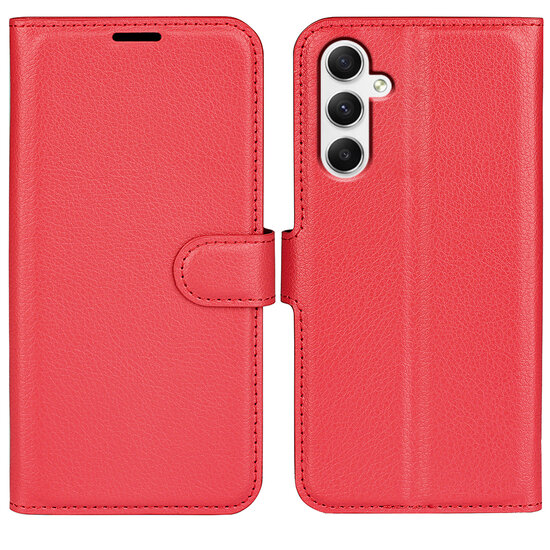 Samsung Galaxy A35 Hoesje, MobyDefend Kunstleren Wallet Book Case (Sluiting Voorkant), Rood