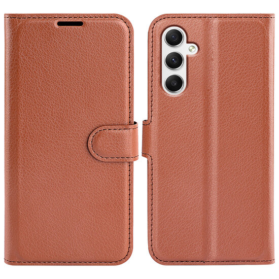Samsung Galaxy A35 Hoesje, MobyDefend Kunstleren Wallet Book Case (Sluiting Voorkant), Bruin