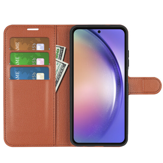 Samsung Galaxy A55 Hoesje, MobyDefend Kunstleren Wallet Book Case (Sluiting Voorkant), Bruin
