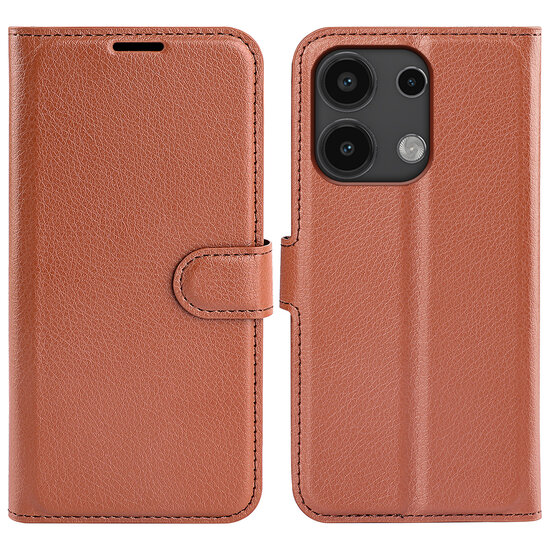 Xiaomi Redmi Note 13 4G Hoesje, MobyDefend Kunstleren Wallet Book Case (Sluiting Voorkant), Bruin