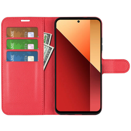 Xiaomi Redmi Note 13 Pro 4G Hoesje, MobyDefend Kunstleren Wallet Book Case (Sluiting Voorkant), Rood