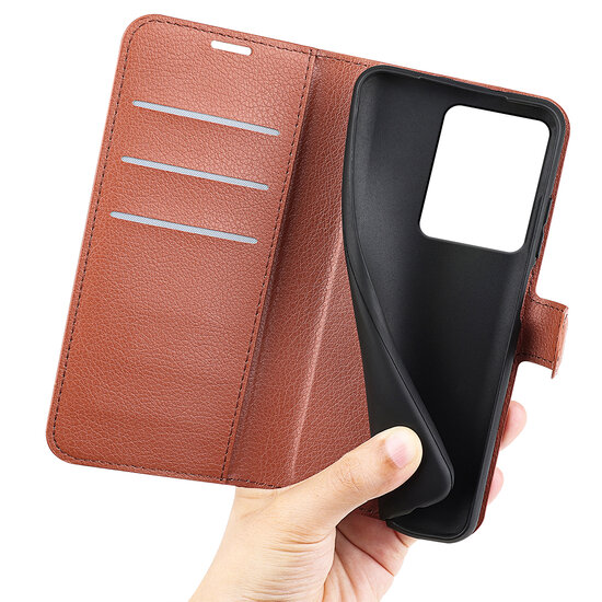 Xiaomi Redmi Note 13 Pro 4G Hoesje - MobyDefend Kunstleren Wallet Book Case (Sluiting Voorkant) - Bruin