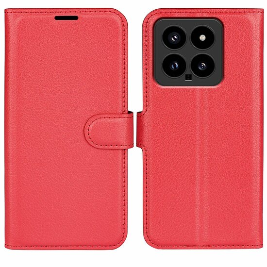 Xiaomi 14 Hoesje, MobyDefend Kunstleren Wallet Book Case (Sluiting Voorkant), Rood