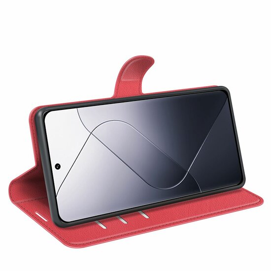 Xiaomi 14 Hoesje, MobyDefend Kunstleren Wallet Book Case (Sluiting Voorkant), Rood
