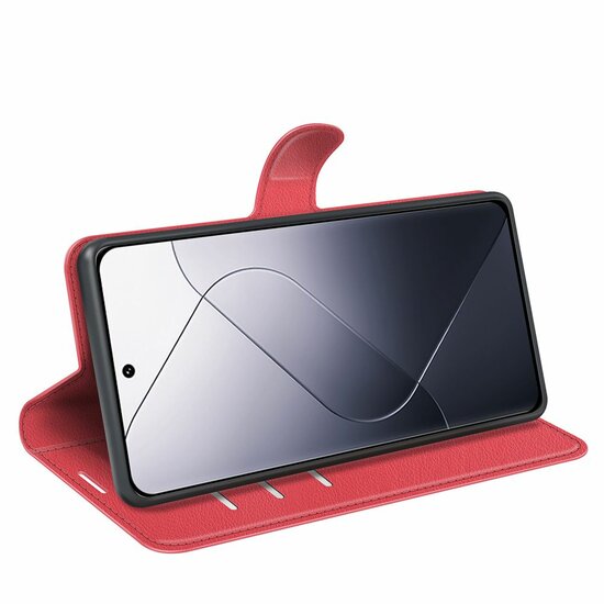 Xiaomi 14 Hoesje - MobyDefend Kunstleren Wallet Book Case (Sluiting Voorkant) - Rood