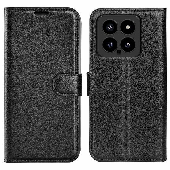 Xiaomi 14 Hoesje, MobyDefend Kunstleren Wallet Book Case (Sluiting Voorkant), Zwart