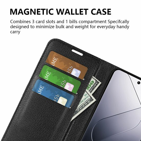 Xiaomi 14 Hoesje, MobyDefend Kunstleren Wallet Book Case (Sluiting Voorkant), Bruin