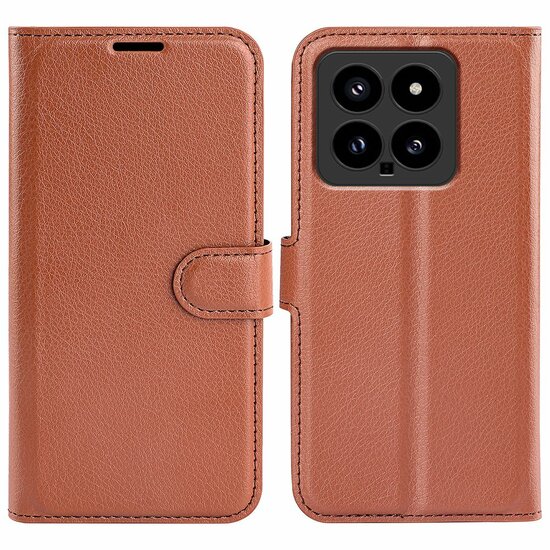 Xiaomi 14 Hoesje - MobyDefend Kunstleren Wallet Book Case (Sluiting Voorkant) - Bruin