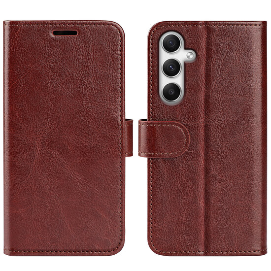Samsung Galaxy A35 Hoesje, MobyDefend Wallet Book Case (Sluiting Achterkant), Bruin