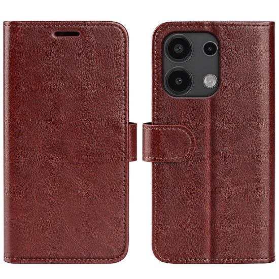 Xiaomi Redmi Note 13 4G Hoesje, MobyDefend Wallet Book Case (Sluiting Achterkant), Bruin