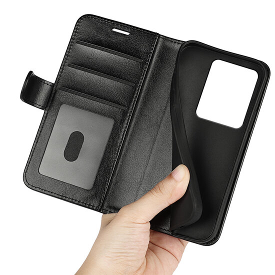 Xiaomi Redmi Note 13 Pro 4G Hoesje, MobyDefend Wallet Book Case (Sluiting Achterkant), Zwart