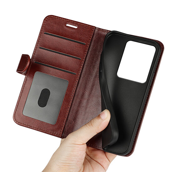 Xiaomi Redmi Note 13 Pro 4G Hoesje - MobyDefend Wallet Book Case (Sluiting Achterkant) - Bruin