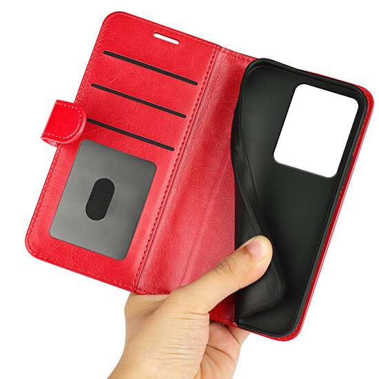 Xiaomi Redmi Note 13 Pro 4G Hoesje - MobyDefend Wallet Book Case (Sluiting Achterkant) - Rood
