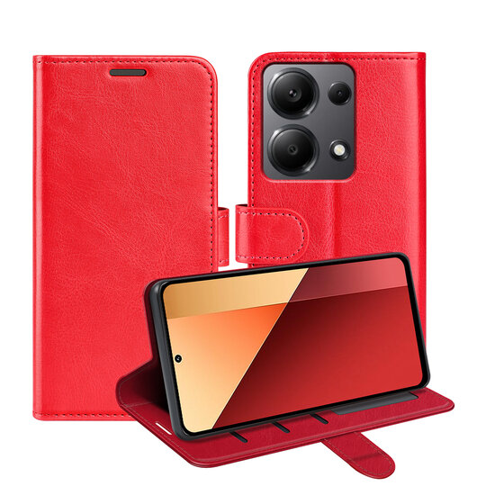 Xiaomi Redmi Note 13 Pro 4G Hoesje, MobyDefend Wallet Book Case (Sluiting Achterkant), Rood