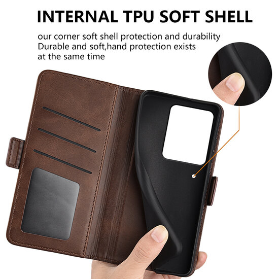 Xiaomi Redmi Note 13 Pro 4G Hoesje - MobyDefend Luxe Wallet Book Case (Sluiting Zijkant) - Bruin