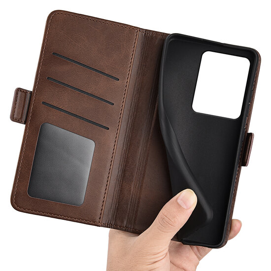 Xiaomi Redmi Note 13 Pro 4G Hoesje - MobyDefend Luxe Wallet Book Case (Sluiting Zijkant) - Bruin