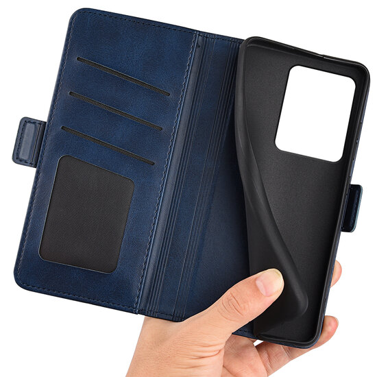 Xiaomi Redmi Note 13 Pro 4G Hoesje - MobyDefend Luxe Wallet Book Case (Sluiting Zijkant) - Blauw