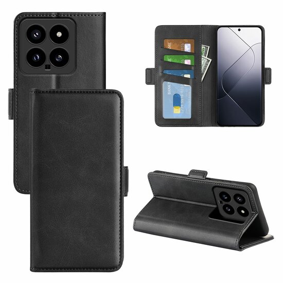 Xiaomi 14 Hoesje - MobyDefend Luxe Wallet Book Case (Sluiting Zijkant) - Zwart