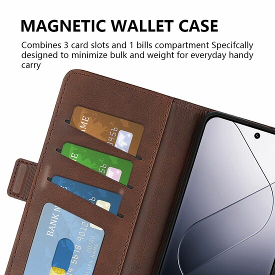 Xiaomi 14 Hoesje - MobyDefend Luxe Wallet Book Case (Sluiting Zijkant) - Zwart