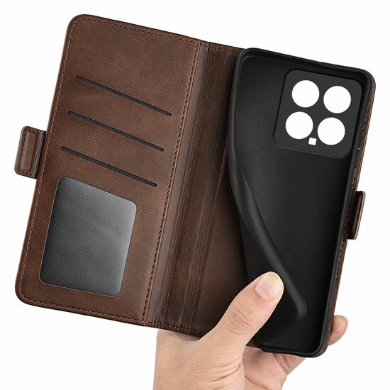 Xiaomi 14 Hoesje - MobyDefend Luxe Wallet Book Case (Sluiting Zijkant) - Bruin