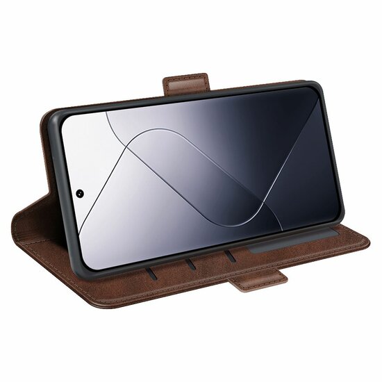 Xiaomi 14 Hoesje - MobyDefend Luxe Wallet Book Case (Sluiting Zijkant) - Bruin