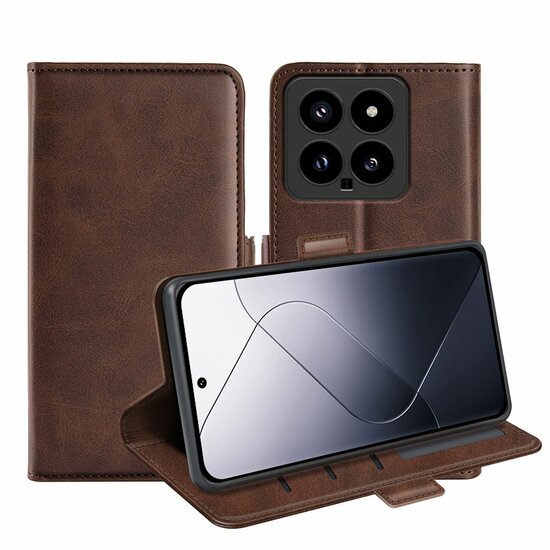 Xiaomi 14 Hoesje - MobyDefend Luxe Wallet Book Case (Sluiting Zijkant) - Bruin