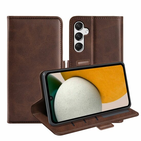 Samsung Galaxy A15 Hoesje, MobyDefend Luxe Wallet Book Case (Sluiting Zijkant), Bruin