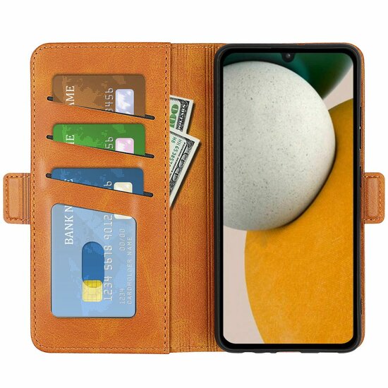 Samsung Galaxy A15 Hoesje, MobyDefend Luxe Wallet Book Case (Sluiting Zijkant), Lichtbruin