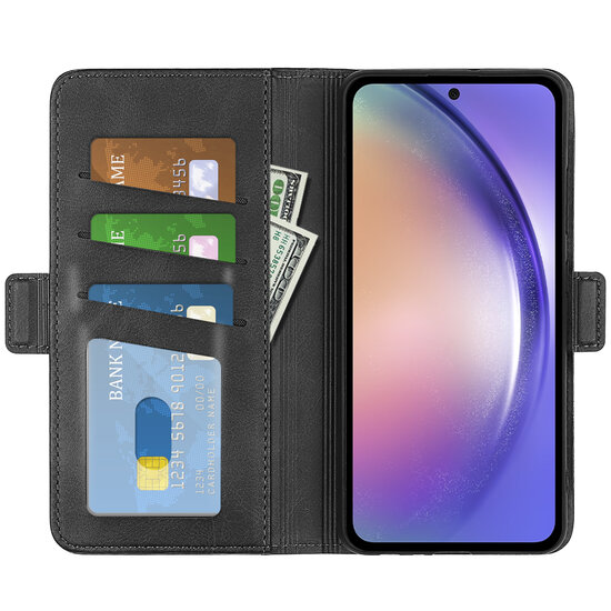 Samsung Galaxy A55 Hoesje, MobyDefend Luxe Wallet Book Case (Sluiting Zijkant), Zwart