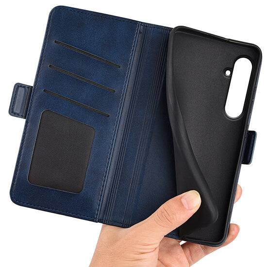 Samsung Galaxy A55 Hoesje, MobyDefend Luxe Wallet Book Case (Sluiting Zijkant), Blauw