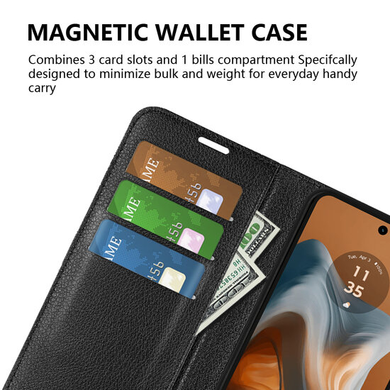 Motorola Moto G34 Hoesje, MobyDefend Kunstleren Wallet Book Case (Sluiting Voorkant), Zwart