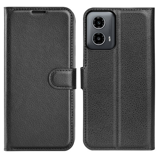 Motorola Moto G34 Hoesje - MobyDefend Kunstleren Wallet Book Case (Sluiting Voorkant) - Zwart
