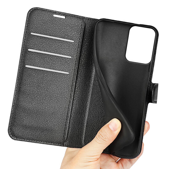 Motorola Moto G34 Hoesje - MobyDefend Kunstleren Wallet Book Case (Sluiting Voorkant) - Zwart