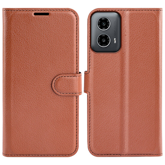 Motorola Moto G34 Hoesje - MobyDefend Kunstleren Wallet Book Case (Sluiting Voorkant) - Bruin