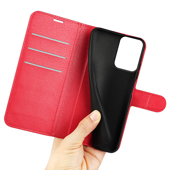 Motorola Moto G34 Hoesje - MobyDefend Kunstleren Wallet Book Case (Sluiting Voorkant) - Rood