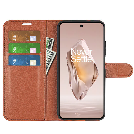OnePlus 12R Hoesje - MobyDefend Kunstleren Wallet Book Case (Sluiting Voorkant) - Bruin