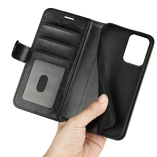Motorola Moto G34 Hoesje - MobyDefend Wallet Book Case (Sluiting Achterkant) - Zwart