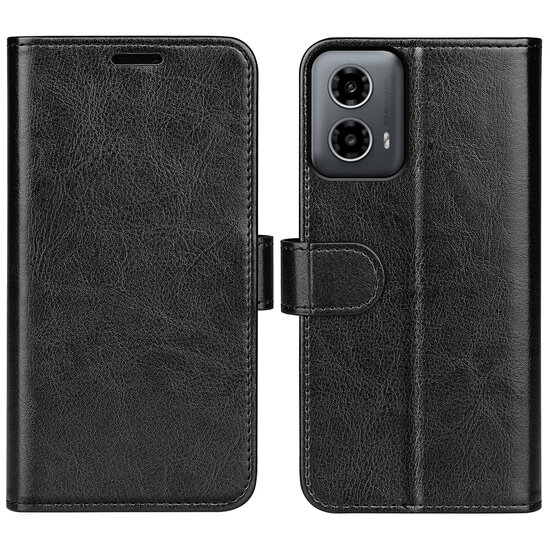 Motorola Moto G34 Hoesje - MobyDefend Wallet Book Case (Sluiting Achterkant) - Zwart